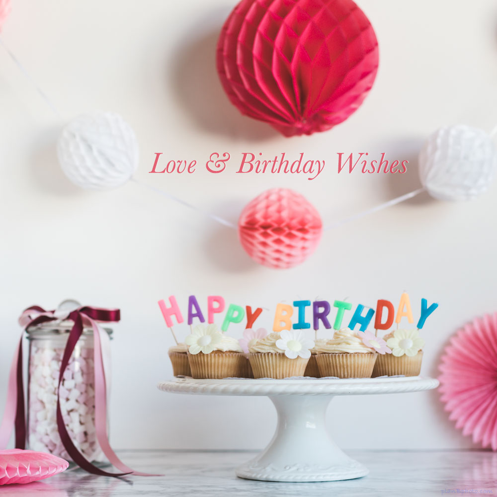 Happy birthday image with pink decorations