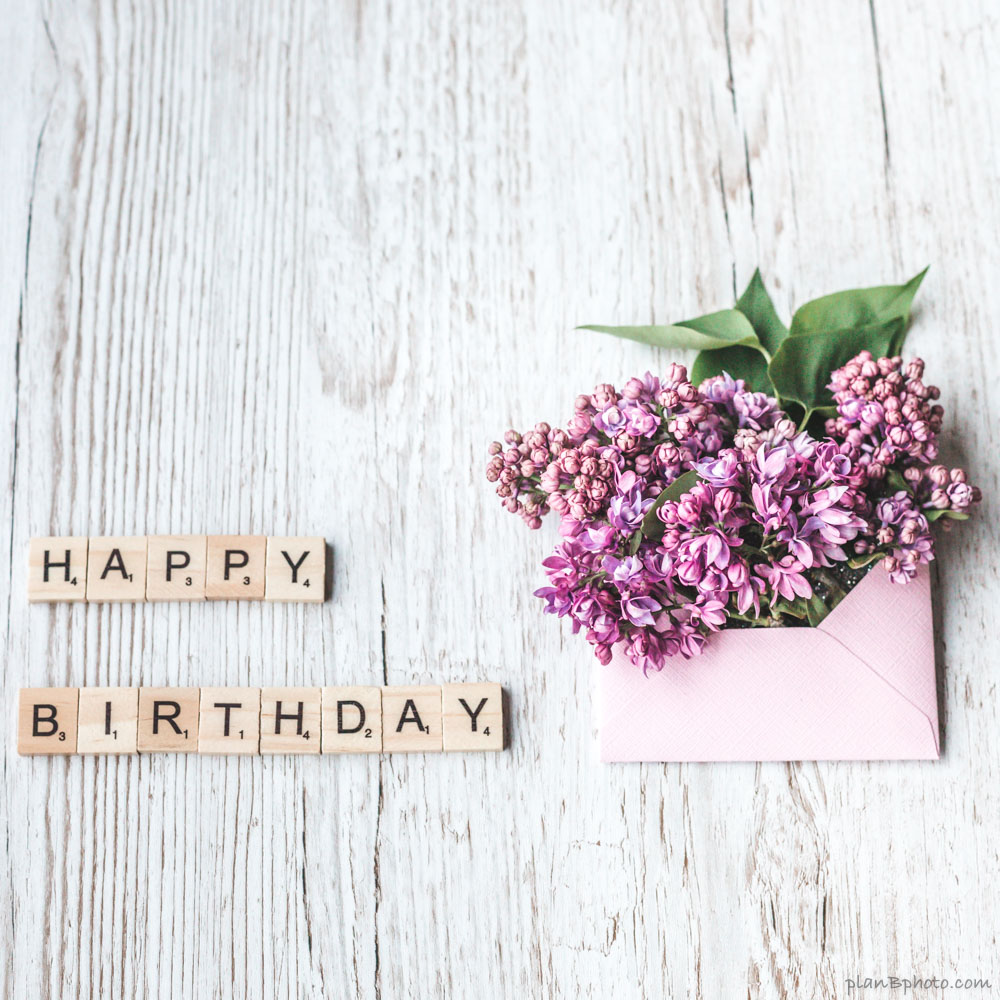 Lilac flowers happy birthday image