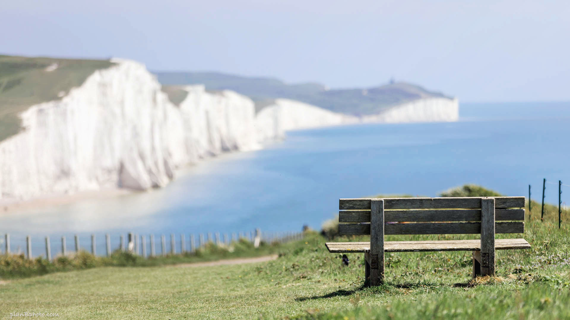 A bench looking over Seven Sisters Cliffs