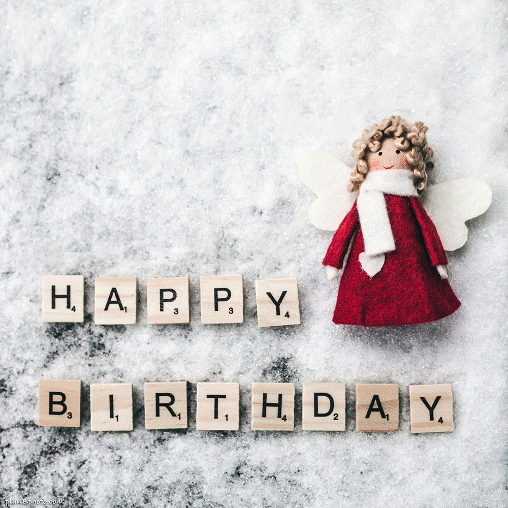 Happy Birthday winter angel : image with snow for someone special