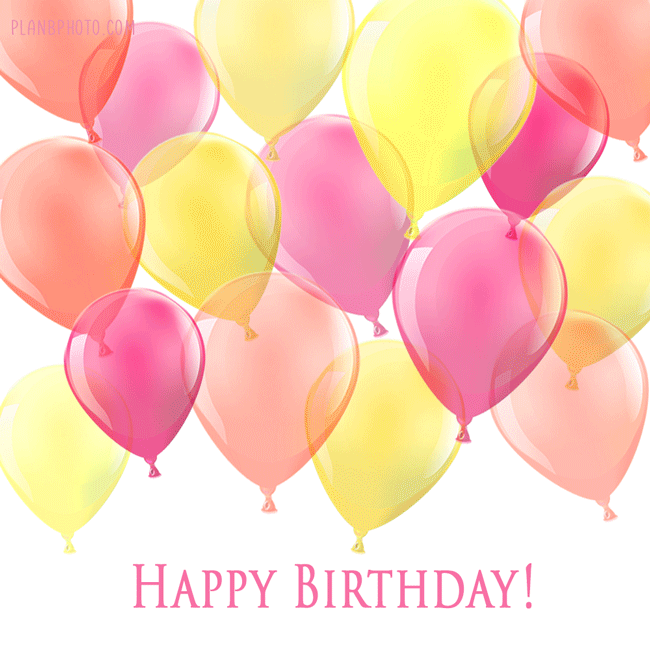 Happy Birthday animated gif image with flying balloons