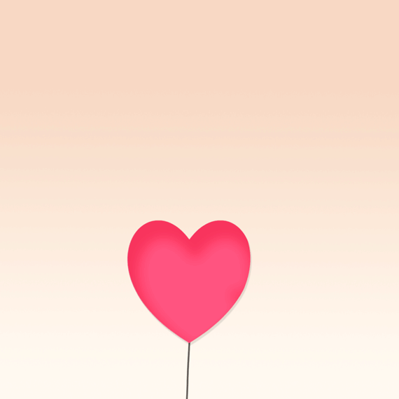 Floating red heart balloon gif animation