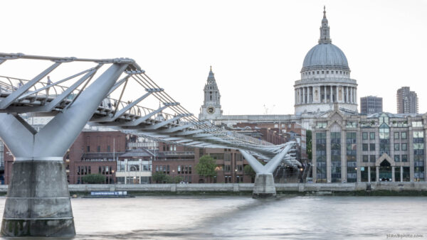 Millennium Bridge near St Pauls Cathedral in London