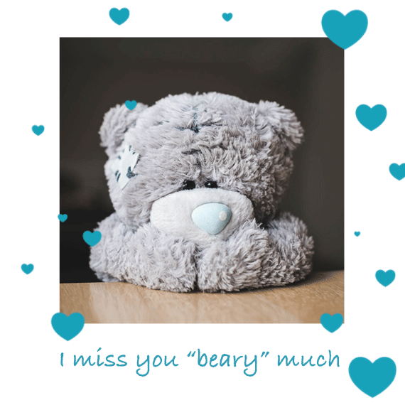 Miss you beary much Valentine'd day gif animation with flying hearts