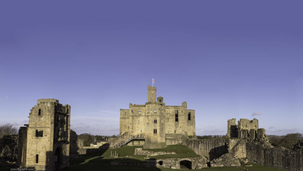 Inner ward with the keep in Warkworth Castle, UK