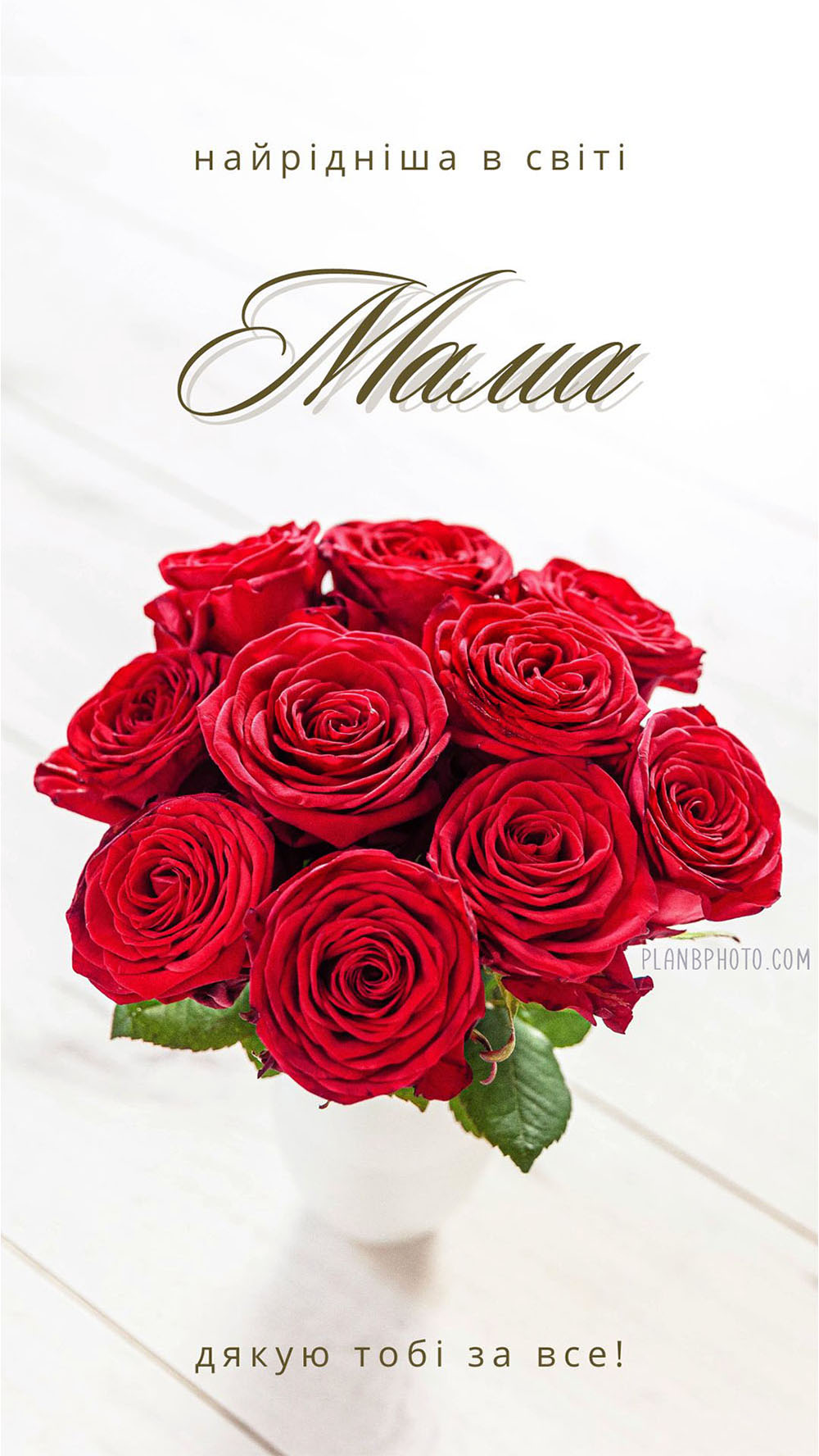З днем матері привітання з червоними трояндами